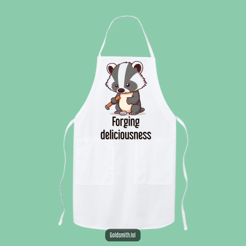 Funny Badger Chef Apron - Tiny Hammer Kitchen Precision and Humor