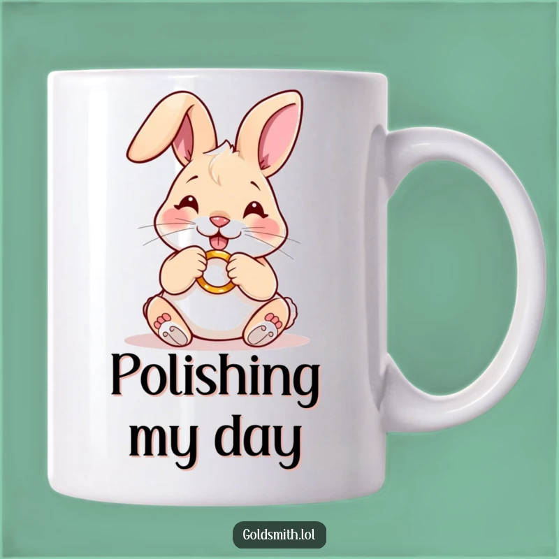 Funny Rabbit Jeweler Mug - Golden Ring Polishing Gift