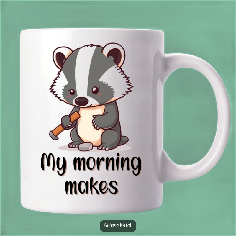 Funny Badger Blacksmith Mug - Tiny Hammer Precision Crafting Gift for Makers