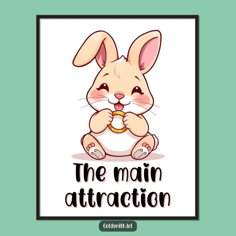 Funny Rabbit Golden Ring Digital Print - Art of Polished Detail