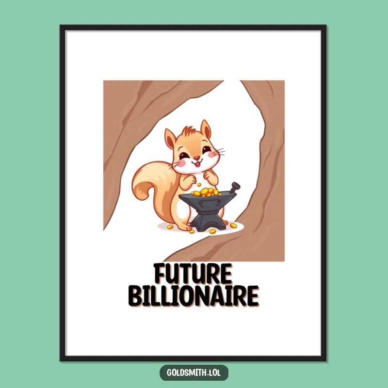 Funny Squirrel Gold Investor Digital Print - Art of Accumulation
