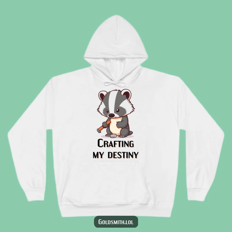 Funny Badger Blacksmith Hoodie - Cozy Warmth with Tiny Hammer Crafting