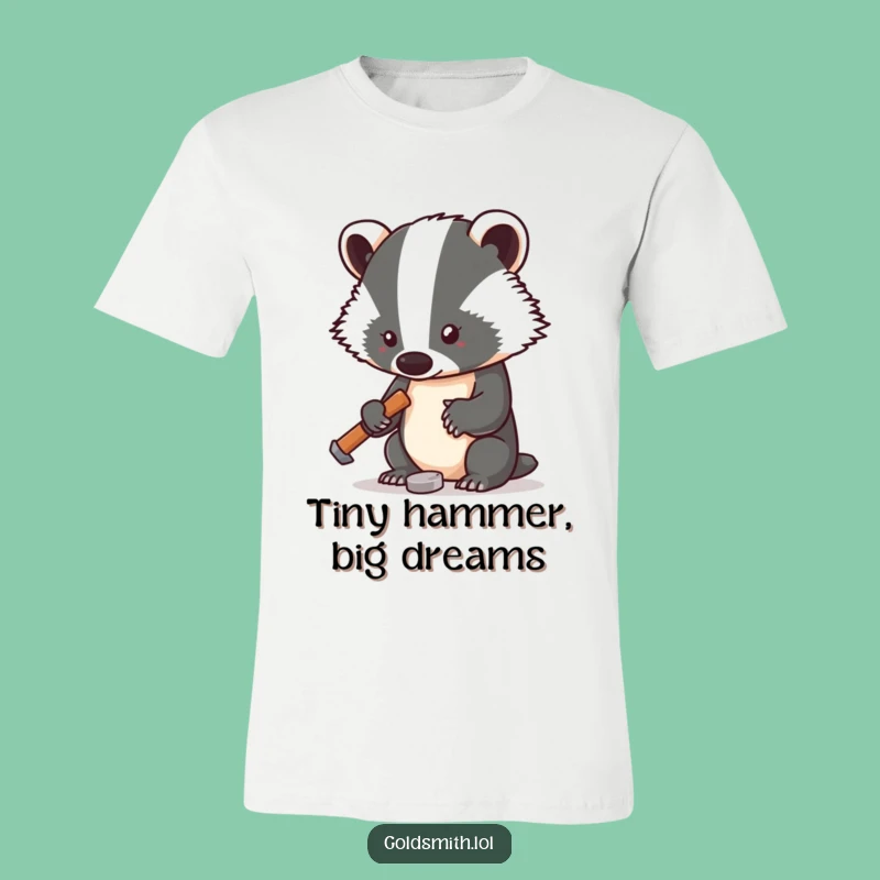 Funny Badger Smith T-Shirt - Tiny Hammer Precision Work Humor Tee